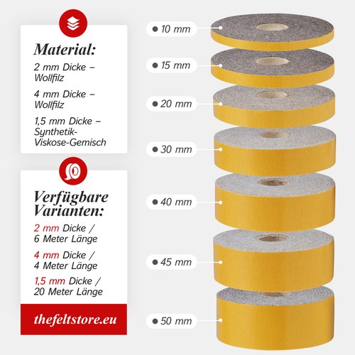 Filzband selbstklebend mm - filzband,
